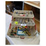 Plano Plastic Tackle Box w/ Fishing Items