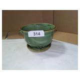 Ceramic Green Berry Bowl w/ Matching Saucer