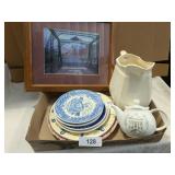 Assorted Souvenir Plates, Tea Pot, Picture & Other