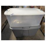 (2) Plastic Totes w/ Lids, (1) Plastic Tote w/o