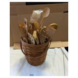 Longaberger Basket w/ Wooden Utensils