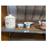 Canister, Shaped Platters, Flower Vase & Other