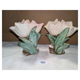 (2) McCoy Double Tulip Vases