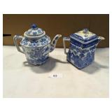 (2) Blue & White Asian Themed Teapots