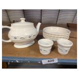 Longaberger Pitcher, Bowls & Small Cups