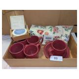 Longaberger Paprika Red (5) Mugs (1) Bowl, +