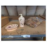 Soap Dispenser, Dish & Wooden Clothespins