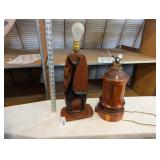 (2) Handcrafted Wood Lamps