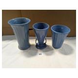 (3) Vintage Blue Vases