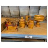 Wooden Basket, Wood Duck & Wooden Decor