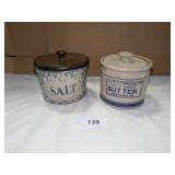 Clay City Pottery Salt Crock & Butter Crocks w/