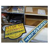 Metal Restroom & Wooden Chevrolet Sign