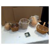 (5) Longaberger Baskets & Christmas Themed Tie On