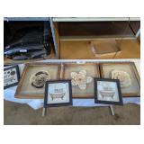 (3) Wood Shadow Box w/ Newspaper Flowers &