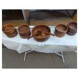 Teak Wood Salad Bowl w/ (8) Small Bowls &