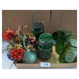 Green Glass Vases, Jars & More
