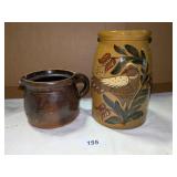 Vintage Brown Glazed Pitcher & Crock