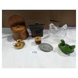(2) Vintage Hen on Nest Small Dishes, +