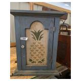 Blue Solid Wood Cabinet w/ Folk Art Design
