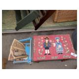Vintage Latch Hook Stool w/ Portable Rug Frame