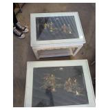 (2) Asian Style End Table w/ Asian Print on Top