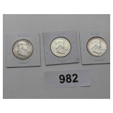 (3) Kennedy Half Dollars -
