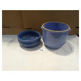 (2) Blue Vintage Planters