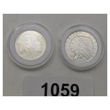 (2) Native American 1/2 Troy Ounce Coins