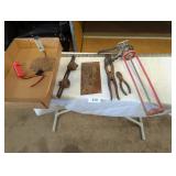 Pliers, Caulking Gun, Trowel, Hoe Head & Other