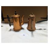 (2) Copper Coffee Pots w/ Wood Handles
