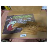 (1) Metal & (1) Wooden Chevy Emblem Sign