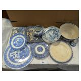 Assorted Blue & White Asian Themed Dishware