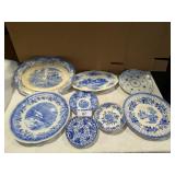 Assorted Blue & White Plates & Platters