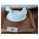 Milkglass Hen on Nest