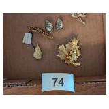 Clip-On Earrings & Gold Themed Brooches