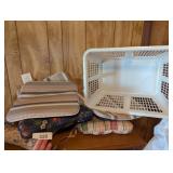 Assorted Chair Cushions & Laundry Basket