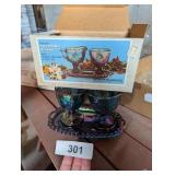 Iridescent Carnival Glass S&C & Tray Set w/