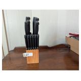 Butcher Block w/ Serrated Knife Set & Other