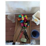 Plastic Square Planter, Glass Flower Vase & Other