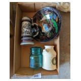 Beer Stein, Decorative Bowl & Wire Jar