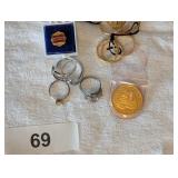 Assorted Rings, 10th Anniversary Coin &