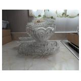 Cut Glass Bowls & Serving Tray & Other Dishes
