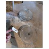 Glass Cake Stand & Glass Dish w/ Lid