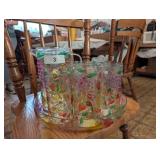 Plastic Pitcher w/ (8) Cups & Serving Tray