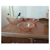Pink Toned Serving Bowls & (6) Salad Bowls