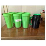 (6) Plastic Green Tumblrs