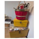 (2) Plastic Sewing Boxes w/ Contents &