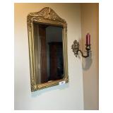 Entryway Framed Mirror + Brass Candle Sconce