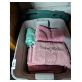 Tote w/ Lid Full of Assorted Towels