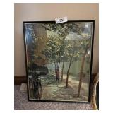 Vintage Watercolor Print in Unique Frame &